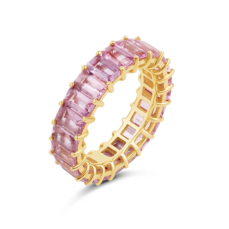 Personalized Couples Ring-14k Gold Pink Sapphire Eternity Ring