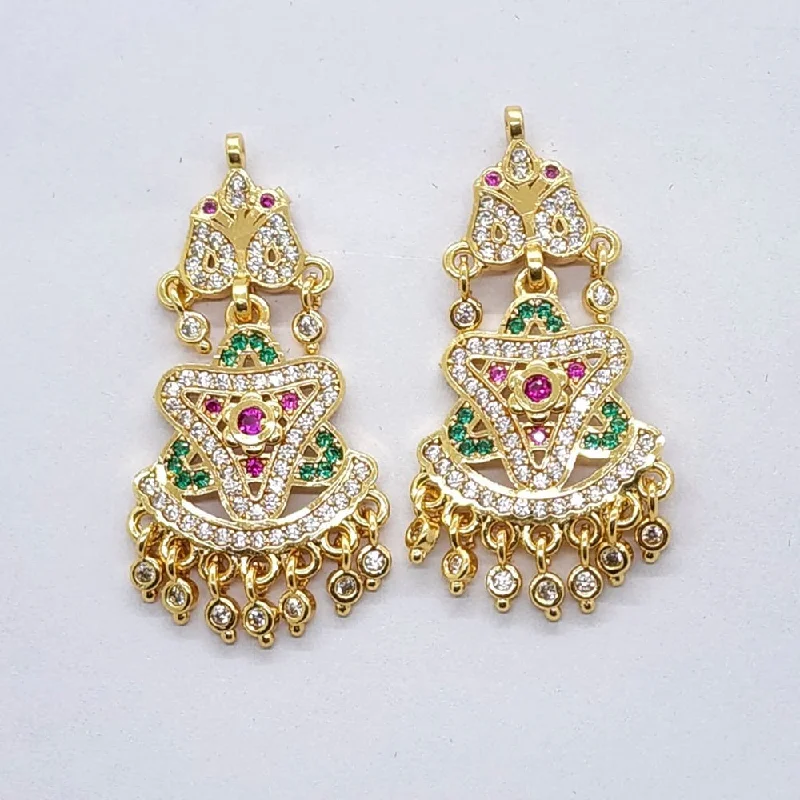 Antique Style Earrings-Raiyaraj Gold Plated American Diamond Micro Plating Pack of 3 Dangler Designer Earrings