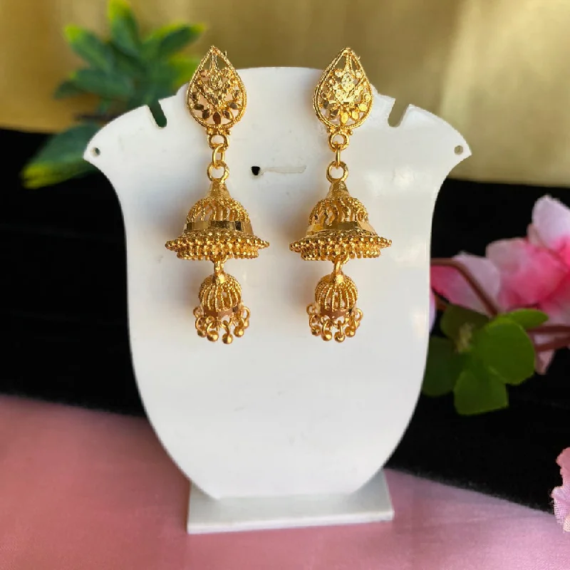 Oversized Earrings-Mahavir Gold Plated Jhumkis Earrings