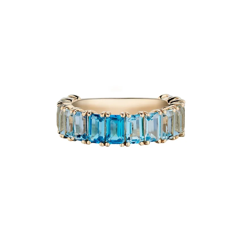 Diamond Eternity Ring-OMBRÉ BLUE TOPAZ BAND