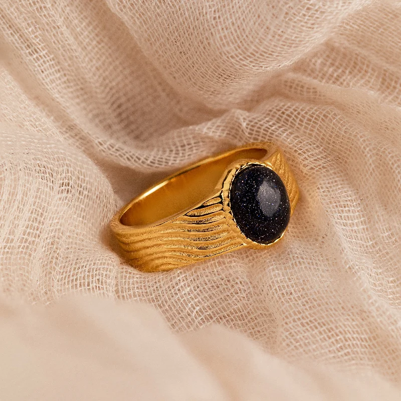 Oval Cut Diamond Ring-Celestial Black Signet Ring