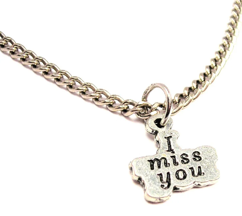 Bold Crystal Necklace-I Miss You Single Charm Necklace