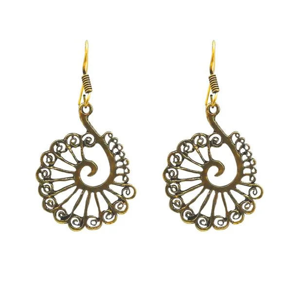 Statement Earrings for Bridesmaids-Tip Top Fashions Antique Gold Plated Dangler Earrings - 1311604