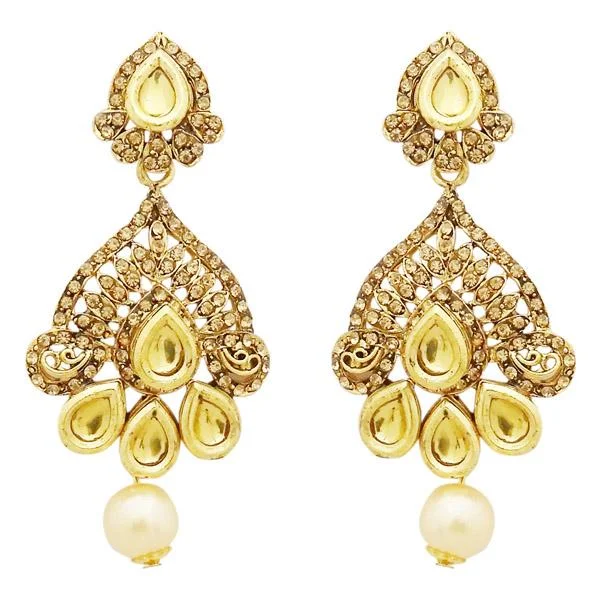 Hoop Earrings for Everyday-Jheel Kundan Stone Gold Plated Dangler Earrings - 2900233A