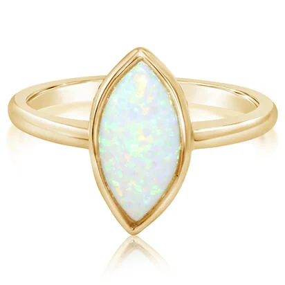 Chunky Silver Ring-Marquis Opal Ring