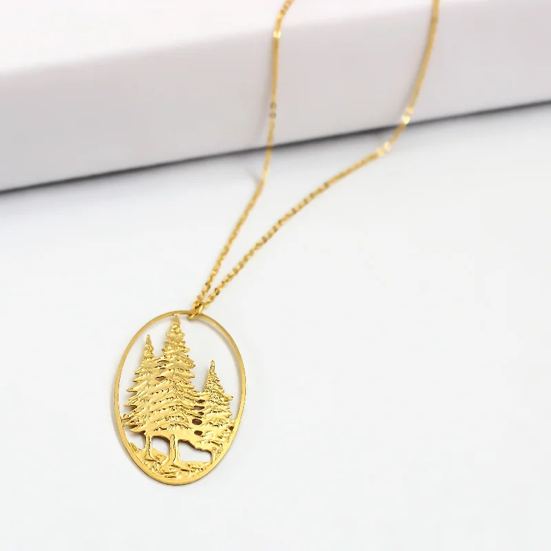 Bridal Pendant Necklace-Pine Tree Necklace