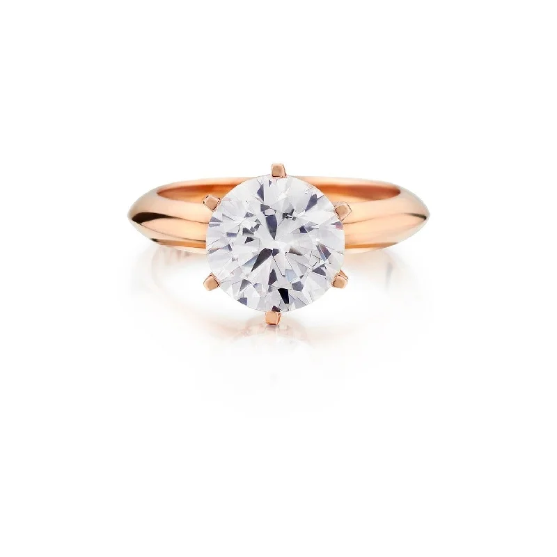 Rose Gold Promise Ring-Round Brilliant Cut Diamond Ring