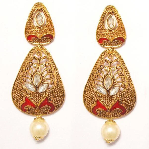 Bohemian Earrings-Kriaa Zinc Alloy Gold Plated Crystal Dangler Earring - 1307203B