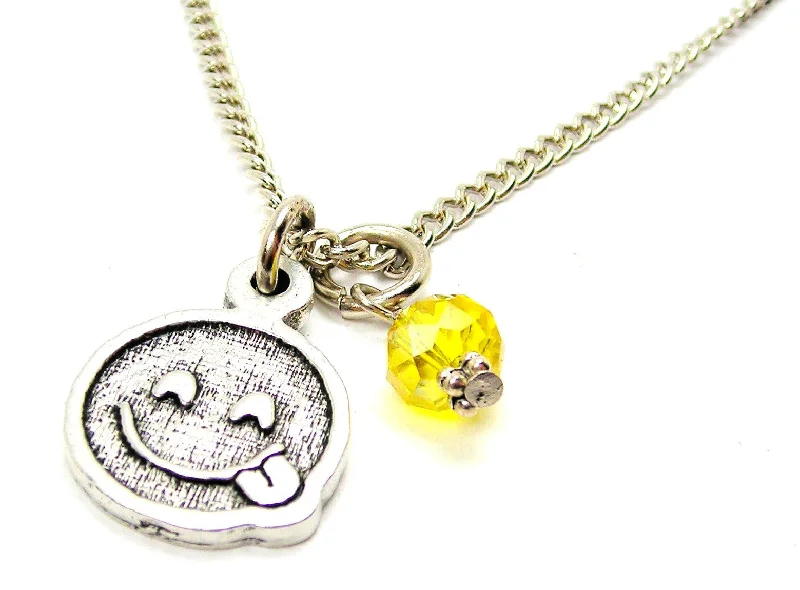 Large Pendant Gold Necklace-Tongue Sticking Out Emoji Necklace