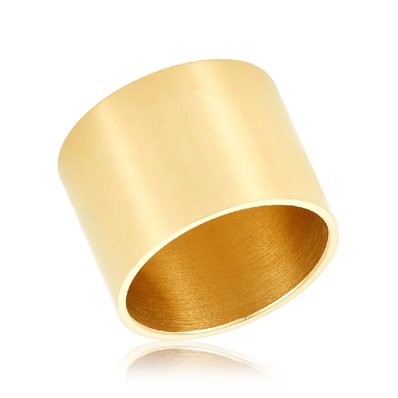 Handmade Promise Ring-Tall Gold Cigar Band Ring