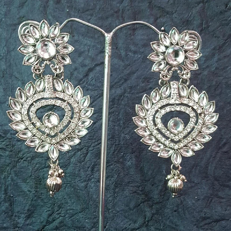 Elegant Drop Earrings-Shreeji Silver Plated Crystal Stone Dangler Earrings