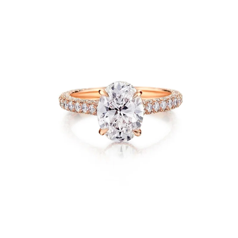 Silver Solitaire Ring-Oval Cut Diamond Ring