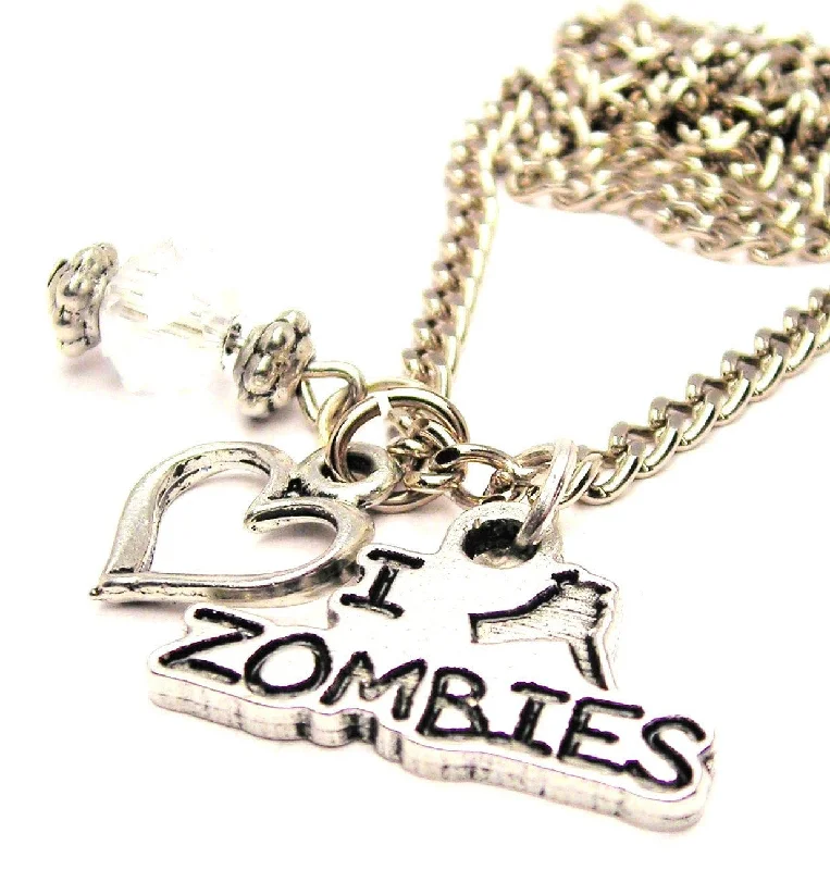 Diamond Pendant Necklace-I Stab Zombies Necklace with Small Heart