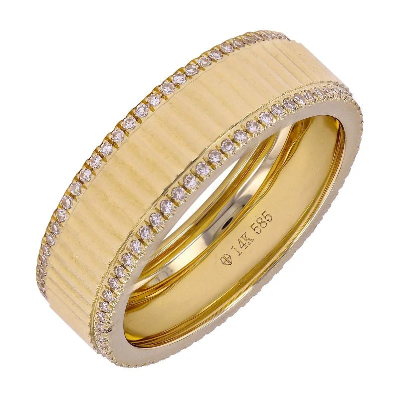 Diamond Wedding Ring Set for Women-Diamond Edge Eternity Cigar Band