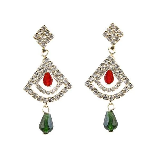 Red Gem Earrings-Tip Top Fashions Red Drop Austrian Stone Dangler Earrings - 1305302