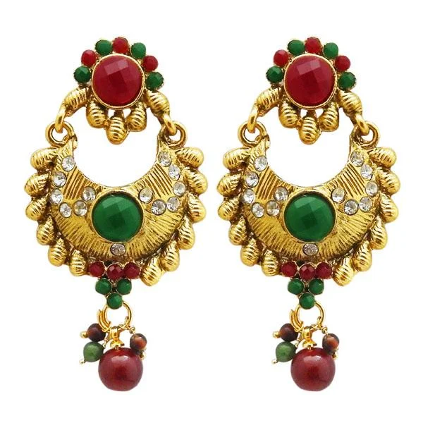 Casual Stud Earrings-Kriaa Austrian Stone Gold Plated Dangler Earrings - 1304952A