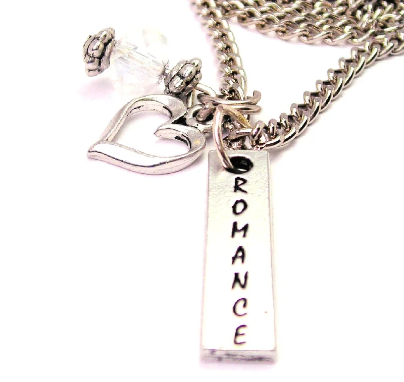 Bridal Pendant Necklace-Romance Long Tab Necklace with Small Heart