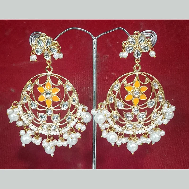 Simple Drop Earrings-Shreeji Gold Plated Meenakari Earrings