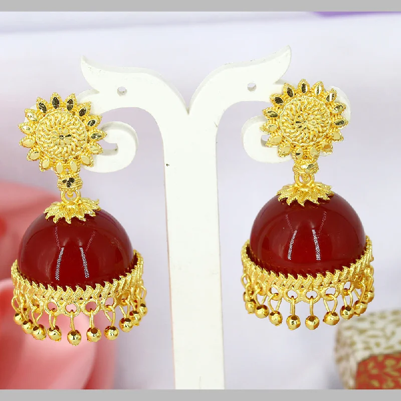 Boho Style Earrings-Mahavir Gold Plated Jhumki Earrings