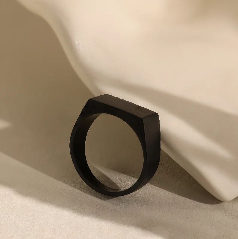 Personalized Promise Ring-Men's Black Signet Ring