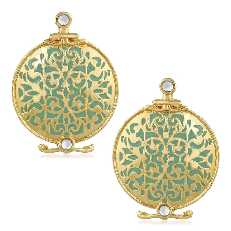 Artistic Drop Earrings-Mahi Rose Gold Plated Ethnic Circular Dangler Earrings for Women (VECJ100213)