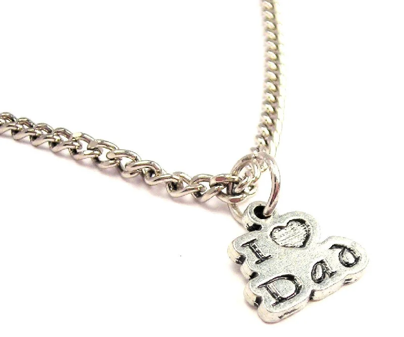 Luxury Gold Necklace-I Love Dad Single Charm Necklace