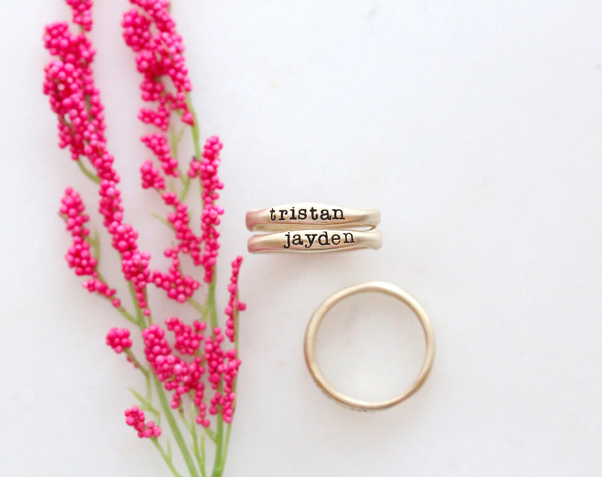 Luxury Wedding Band-stackable name rings {10K yellow gold}