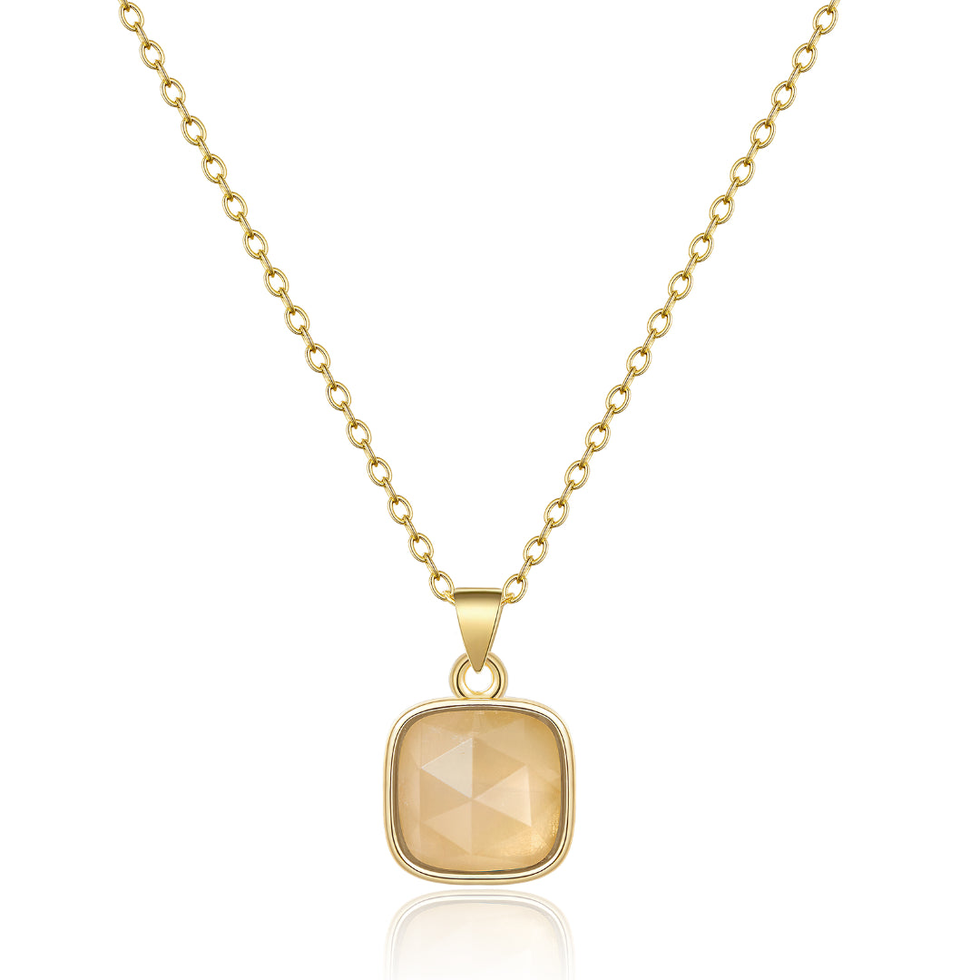 Vintage Pearl Necklace-14K Gold Healing Crystal Necklace Natural Energy Stone Pendant Necklace - Sunstone