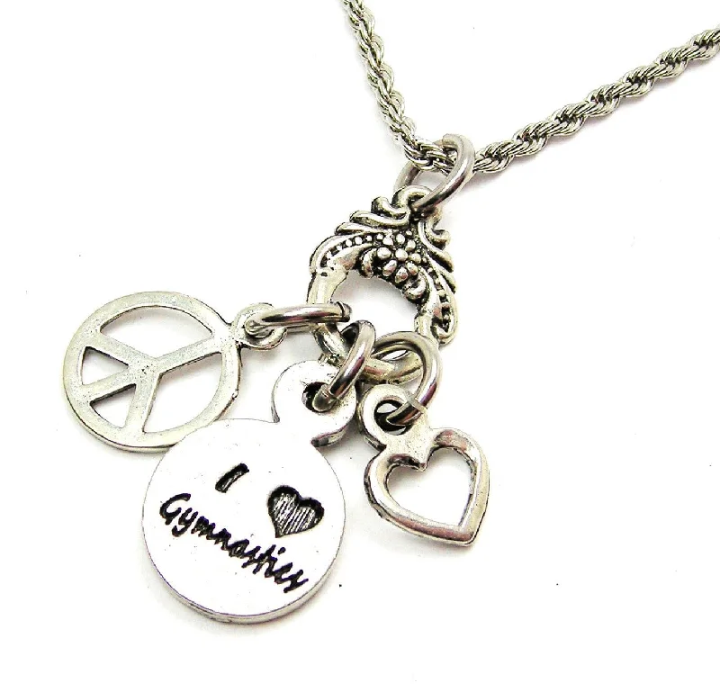 Custom Letter Necklace-Peace Love Gymnastics Catalog Necklace