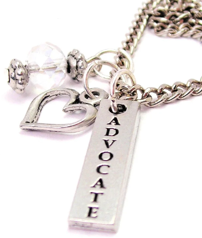 Custom Infinity Necklace-Advocate Long Tab Necklace with Small Heart