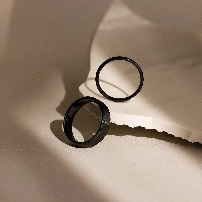 Customizable Engagement Ring-Classic Men's Black Rings Set