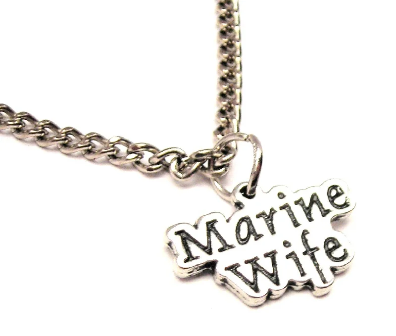 Customizable Gold Necklace-Marine Wife Single Charm Necklace