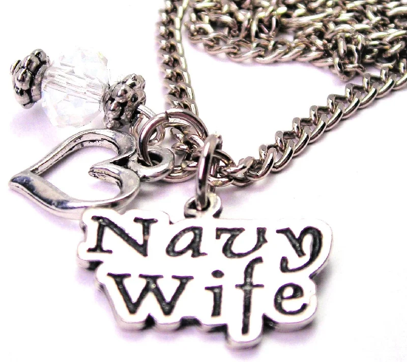 Choker Necklace for Women-Navy Wife Stylized Necklace with Small Heart