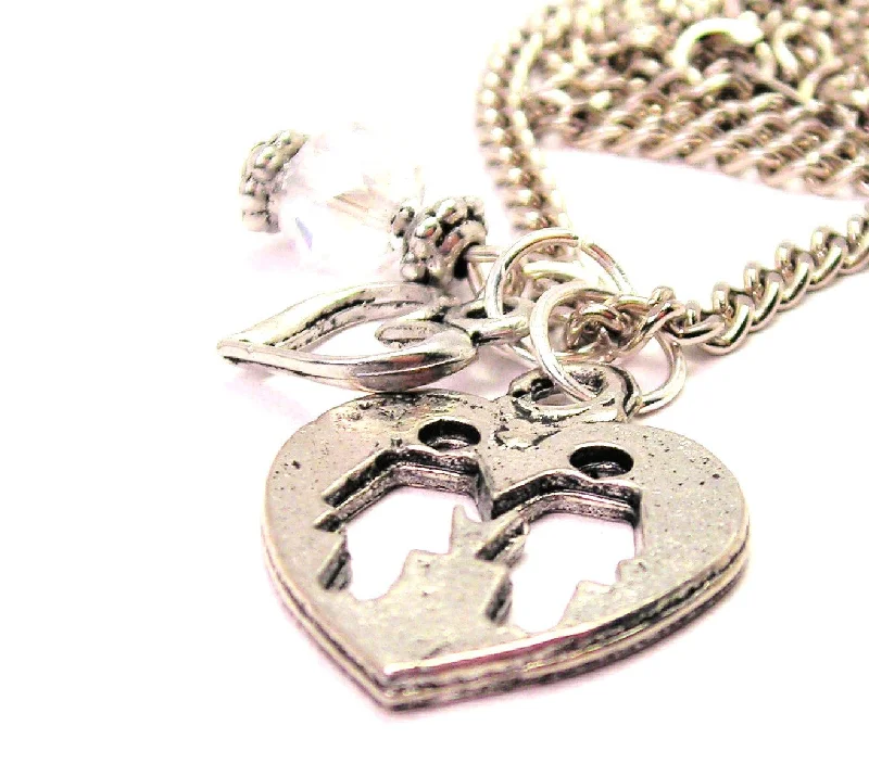 Custom Name Necklace for Gift-Two Female Symbols In A Heart Necklace with Small Heart