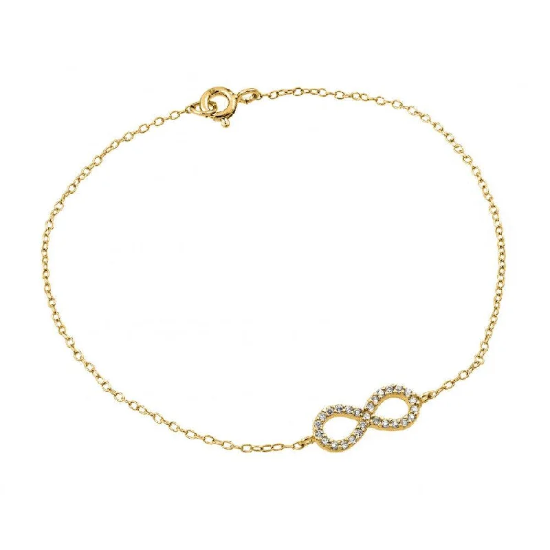 Silver Cross Bracelet-Silver 925 Gold Plated Infinity Clear CZ Bracelet - STB00495GP