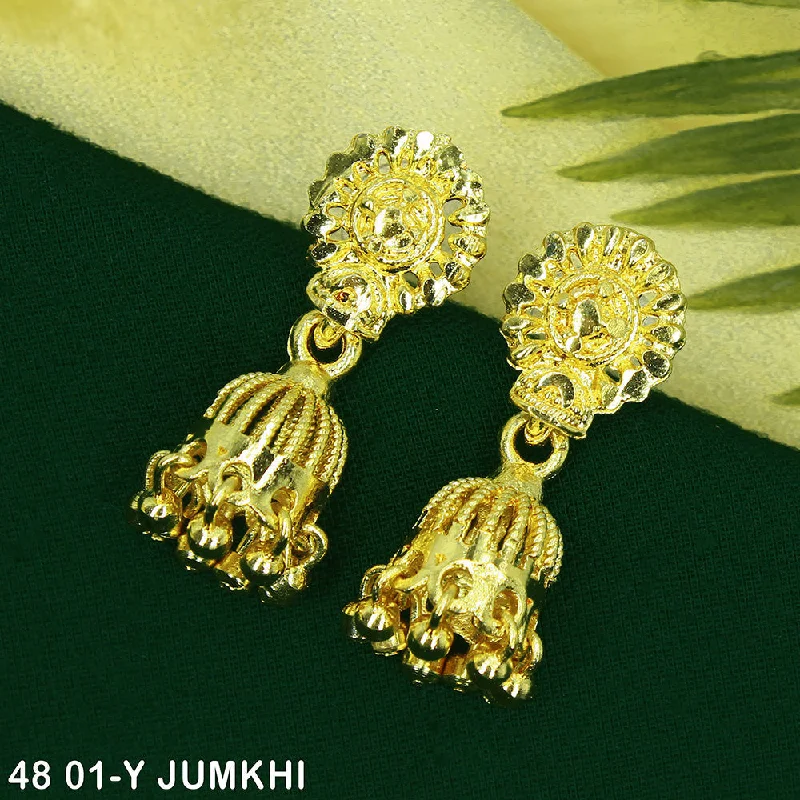 Lightweight Dangle Earrings-Mahavir Dye Gold Jhumki Earrings