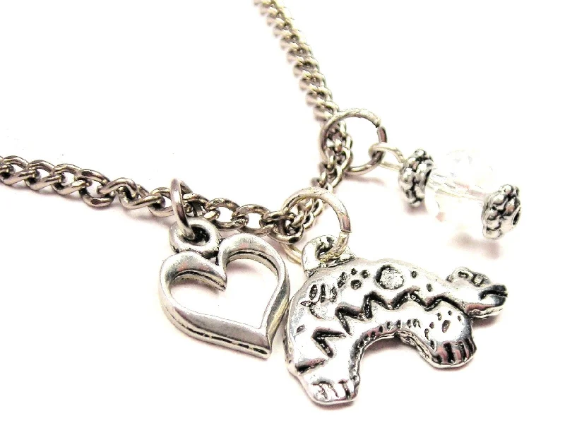 Silver Infinity Necklace-Heartline Bear Necklace with Small Heart