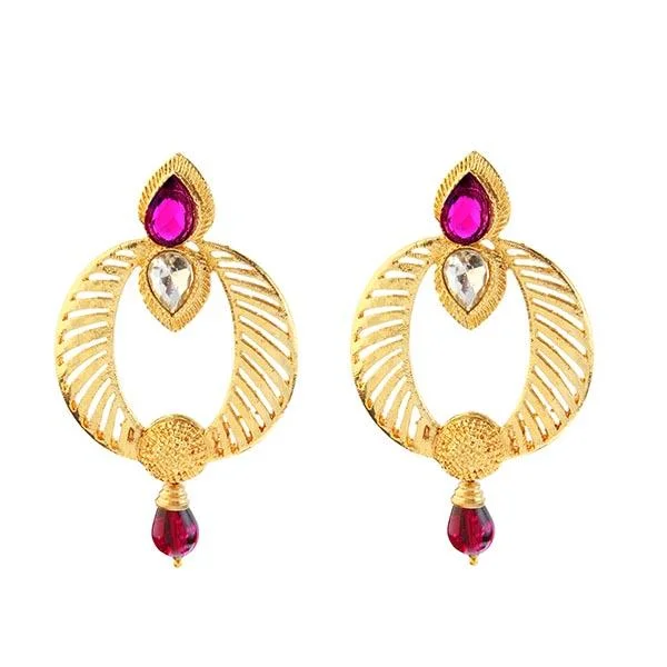 Chunky Earrings-Kriaa Gold Plated Austrian Stone Dangler Earrings - 1307012A