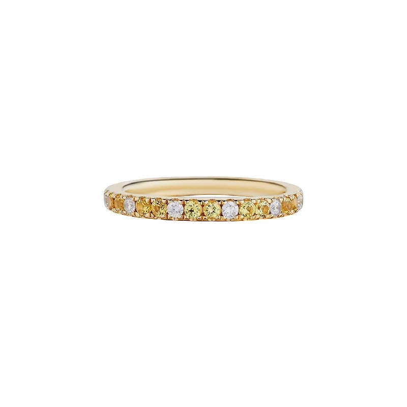 Classic Gold Wedding Ring-YELLOW SAPPHIRE & DIAMOND ETERNITY BAND