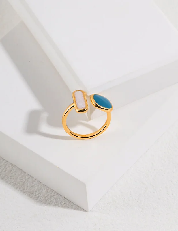 Minimalist Engagement Ring-Minimalist Enamel Glaze Open Ring