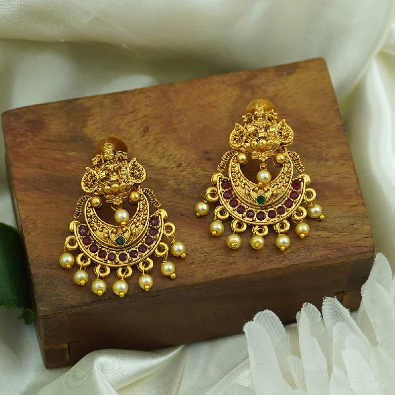 Sunflower Earrings-Diksha Collection Gold Plated Pota Stone Dangler Earrings