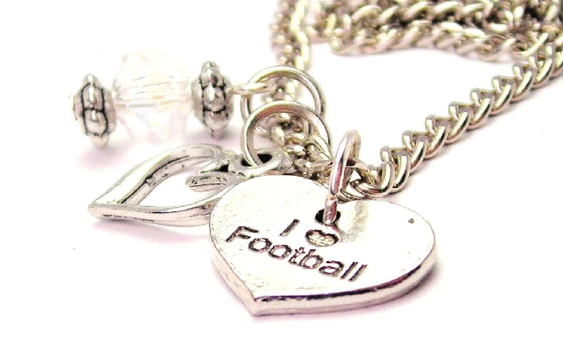 Personalized Pendant Necklace-I Love Football Necklace with Small Heart