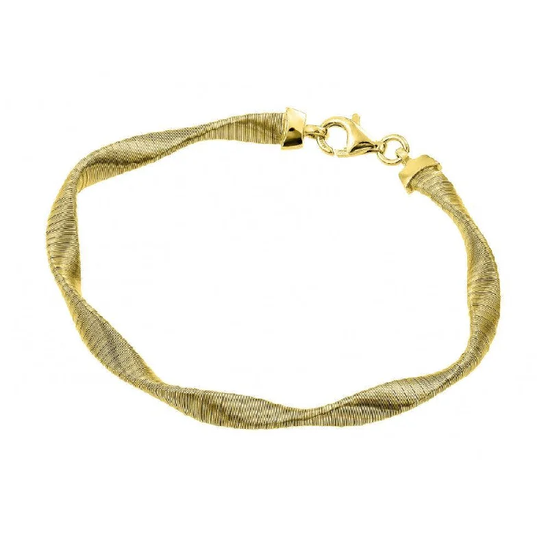 Custom Engraved Bracelet for Men-Silver 925 Gold Plated Mesh Twisted Italian Bracelet - JPB00006GP