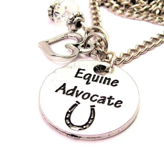 Wedding Necklace for Bride-Equine Advocate Circle Necklace with Small Heart