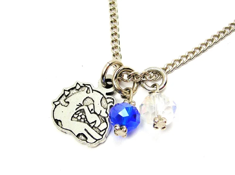 Silver Heart Pendant Necklace-Bulldog Mascot Necklace