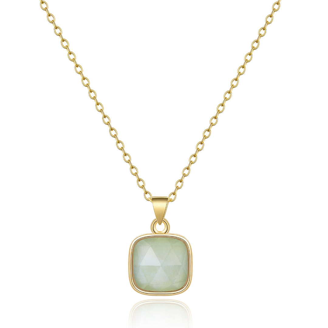 Stylish Long Necklace-14K Gold Healing Crystal Necklace Natural Energy Stone Pendant Necklace - Aquamarine