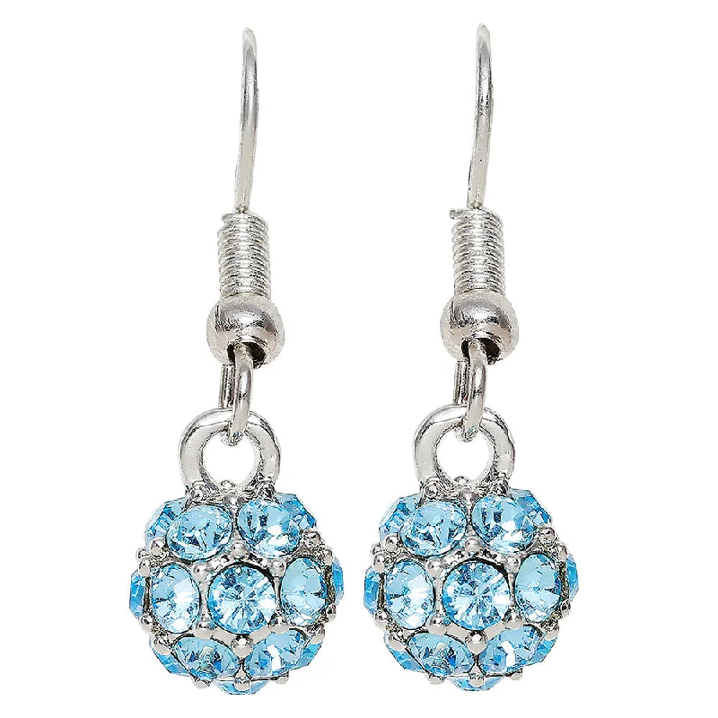 Large Pearl Earrings-Mahi Royal Sparklers Blue Crystals Ball Earrings for Women (ER1109756RBlu)