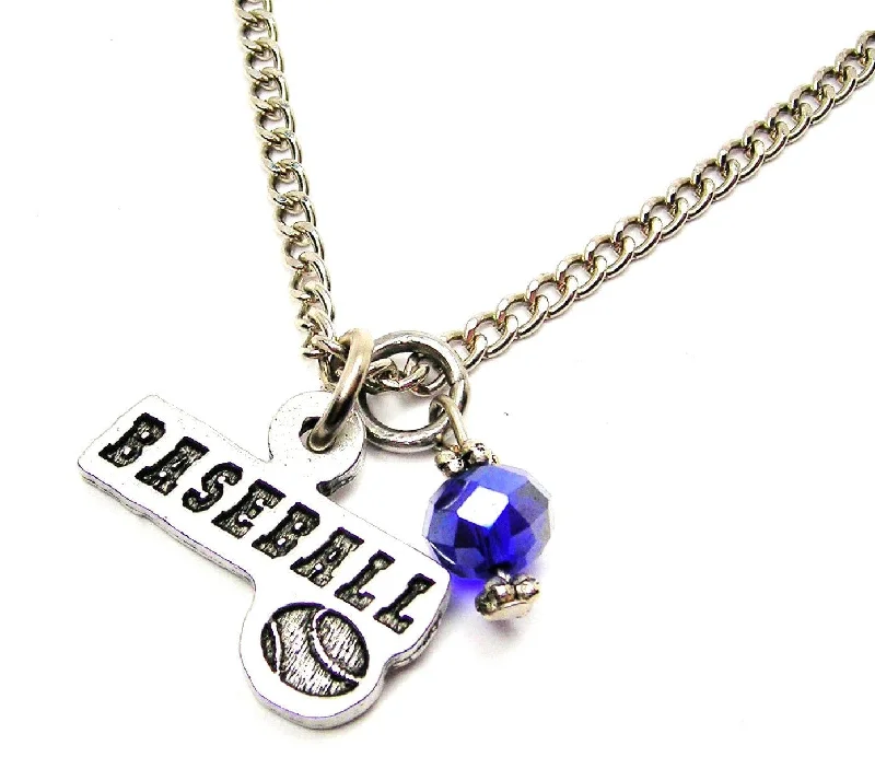 Custom Birthstone Necklace for Mom-Baseball Tab With Baseball Necklace