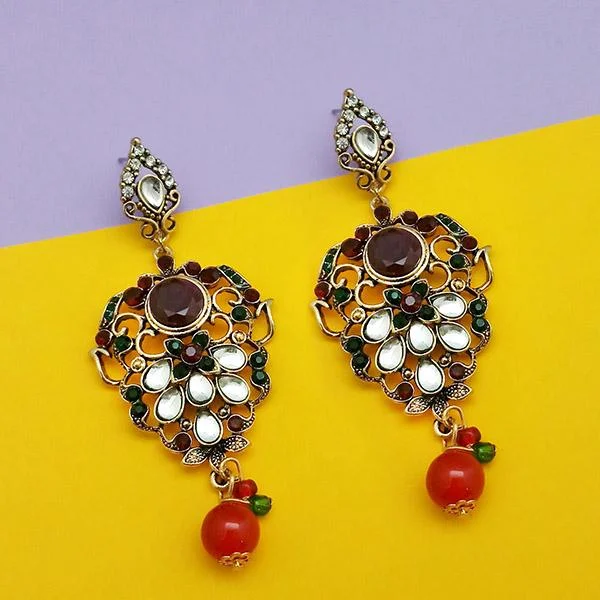 Floral Earrings-The99Jewel Kundan Stone Dangler Earring - 1305519