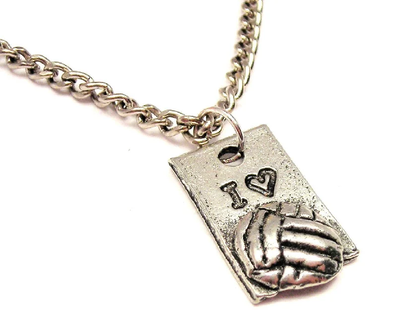 Sapphire Necklace-I Love Volleyball Single Charm Necklace